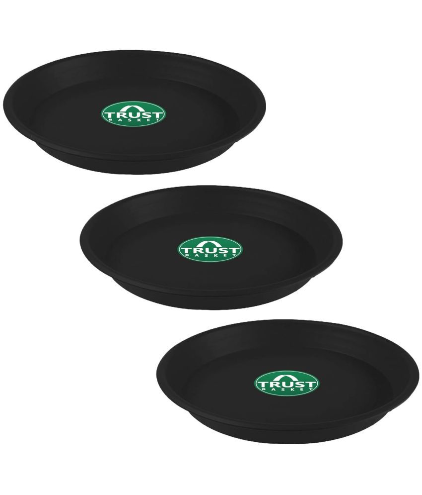     			TrustBasket UV Treated 6 inch Round Bottom Tray Saucer - Black Color-Set of 3