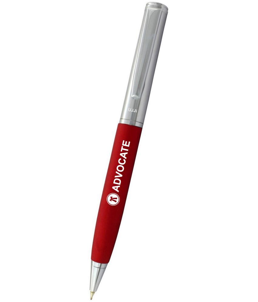     			UJJi Advocate Logo Engraved Matte Red with Chrome Clip (Blue Ink) Ball Pen