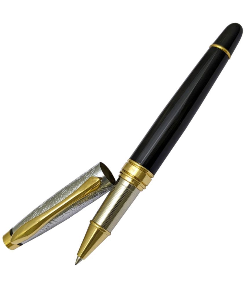    			UJJi Half Design Roller Pen with Golden Part (Blue Ink) Roller Ball Pen