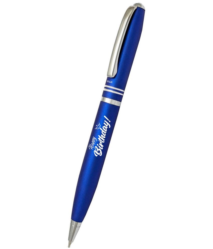    			UJJi Happy Birthday Logo Two Ring Matte Blue Color Twist On & Off (Blue Ink) Ball Pen