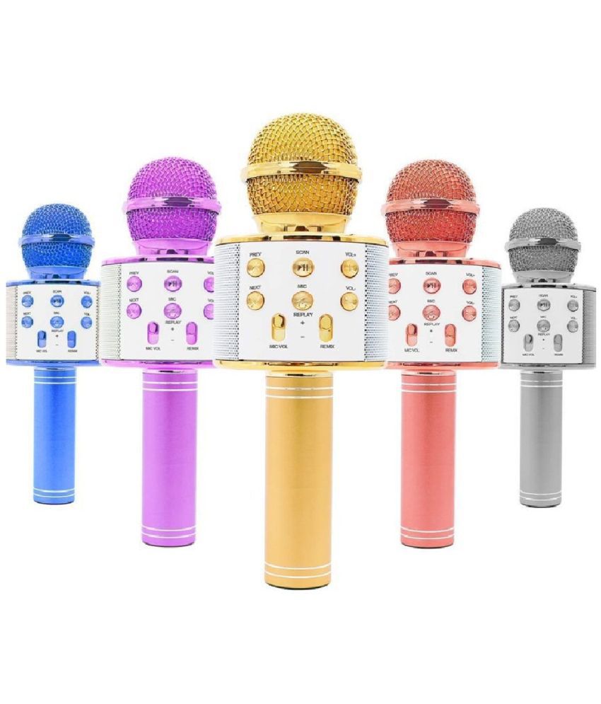     			Wireless Handheld Karaoke Microphone Mic Audio Recording Wire for singing with Speaker (Random Color)