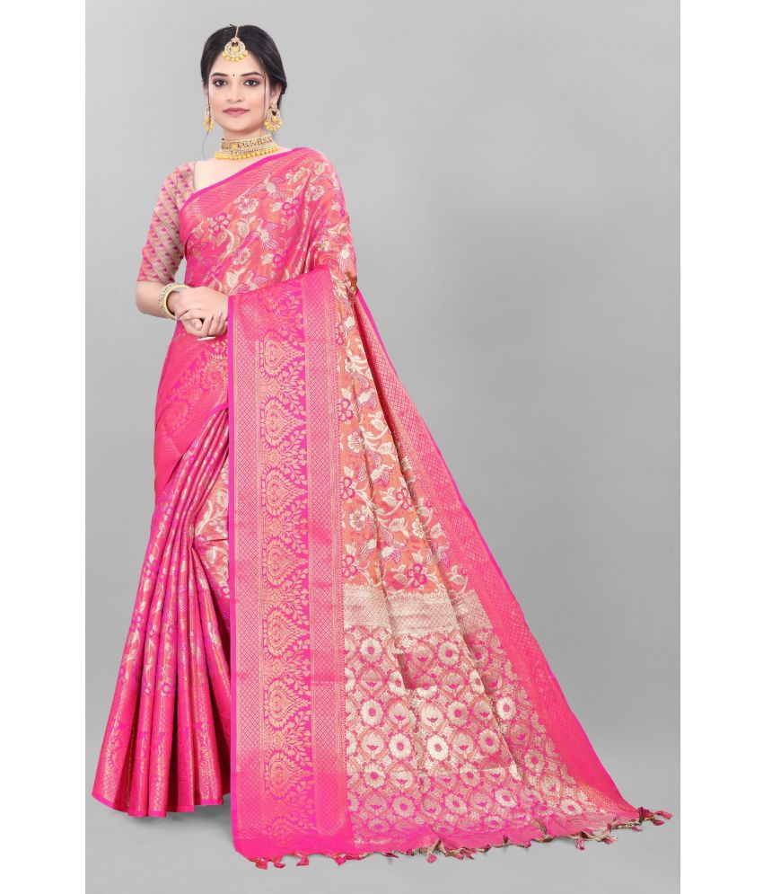     			looknchoice Art Silk Solid Saree With Blouse Piece - Pink ( Pack of 1 )