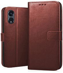 ClickAway Brown Flip Cover Artificial Leather Compatible For Oppo Reno 8T 5G ( Pack of 1 )