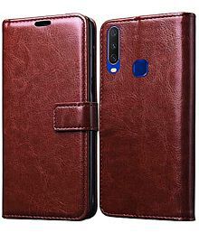 Vivo Brown Flip Cover Artificial Leather Compatible For Vivo Y12s ( Pack of 1 )
