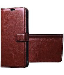Vivo Brown Flip Cover Artificial Leather Compatible For Vivo V21e ( Pack of 1 )