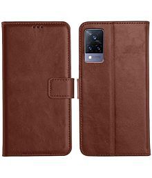 Vivo Brown Flip Cover Artificial Leather Compatible For Vivo V21e ( Pack of 1 )