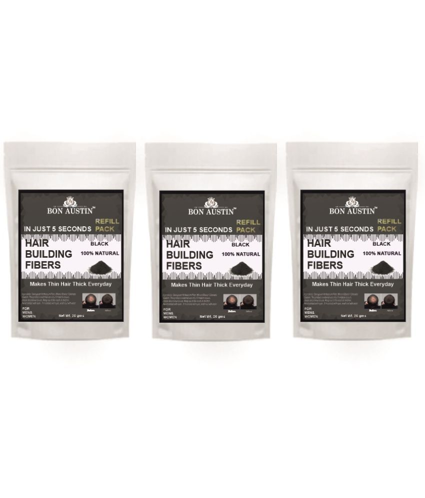     			Bon Austin Hair Building Fiber Instant Fuller Hair (Black) 25 gm Pack of 3