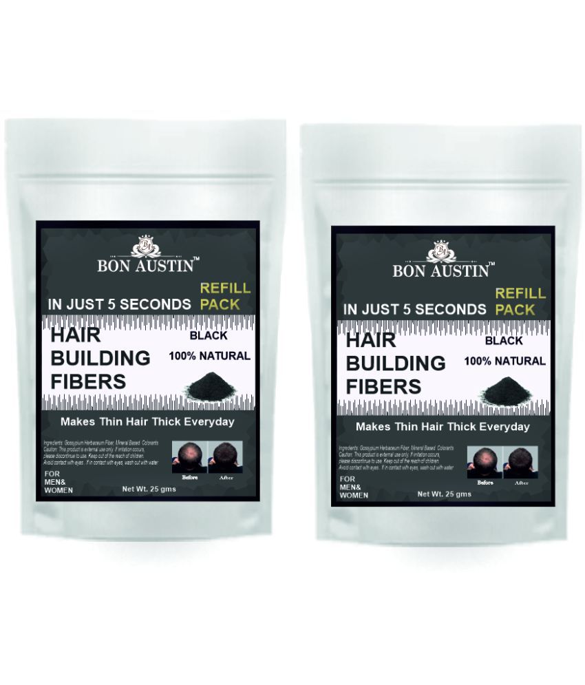     			Bon Austin Hair Building Fiber Instant Fuller Hair (Black) 25 gm Pack of 2