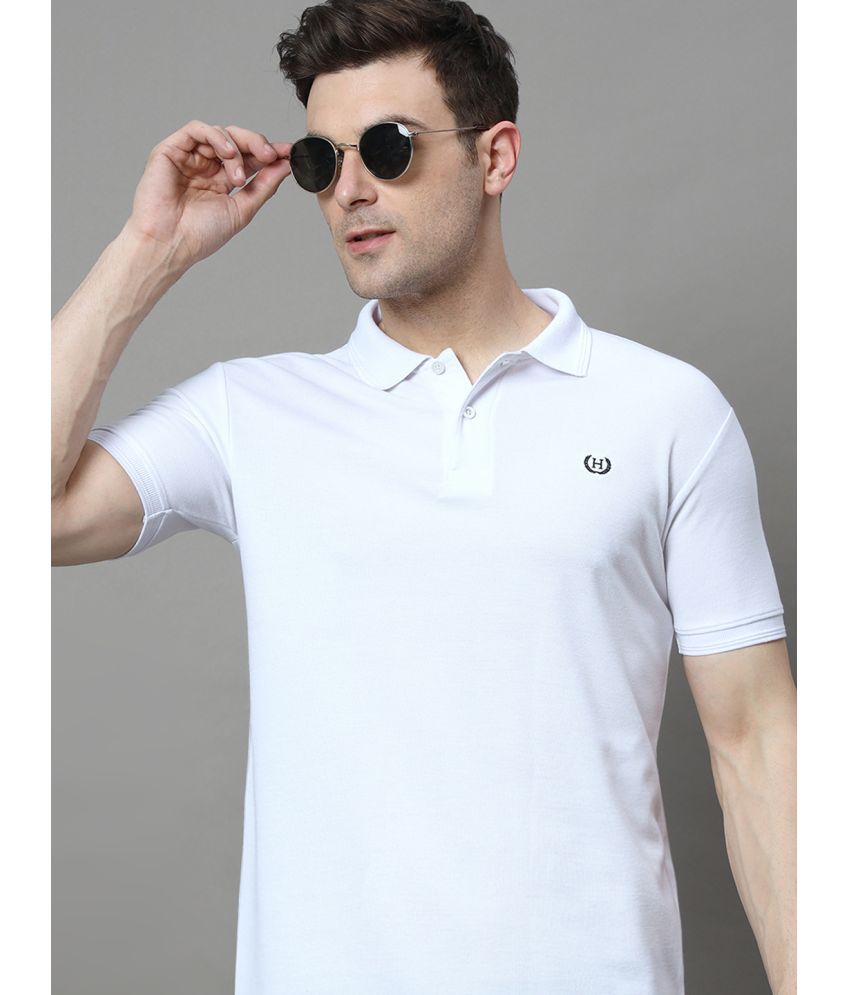     			Hushbucks Cotton Blend Regular Fit Solid Half Sleeves Men's Polo T Shirt - White ( Pack of 1 )