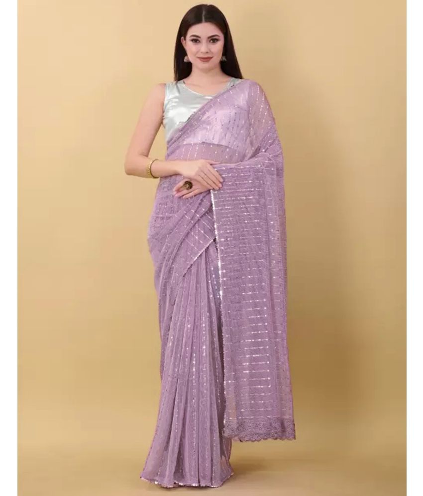     			Samah Lycra Woven Saree With Blouse Piece - Purple ( Pack of 1 )
