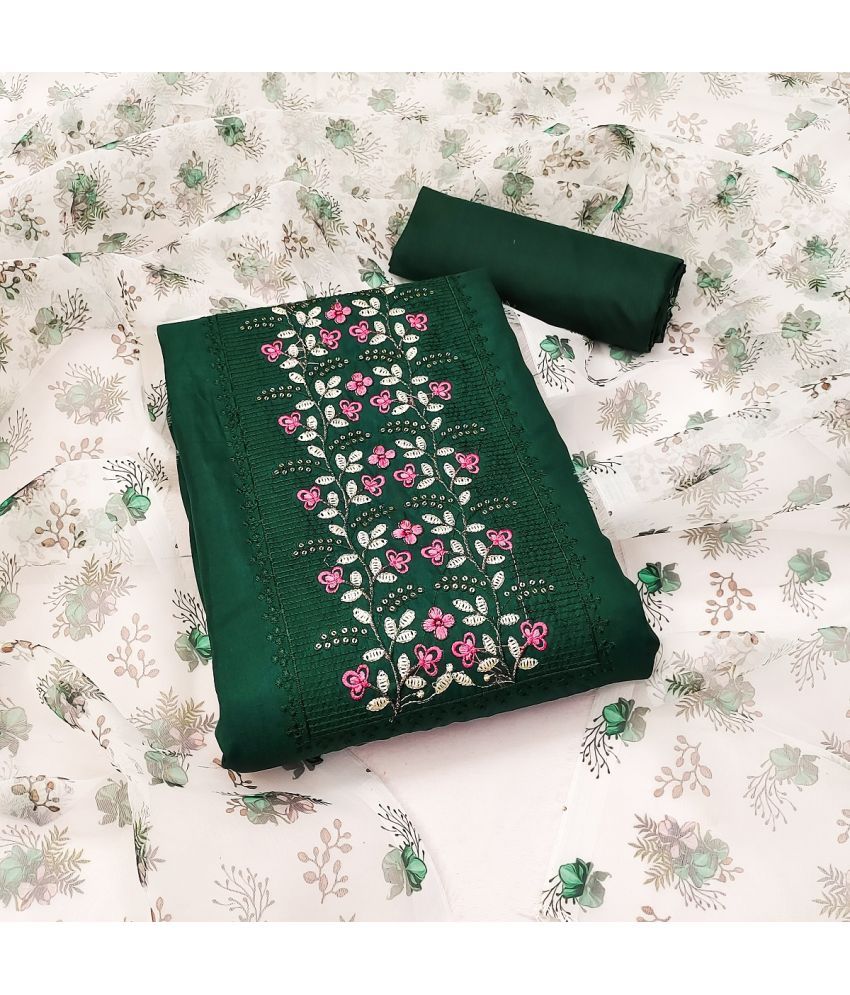     			Aika Unstitched Silk Embroidered Dress Material - Green ( Pack of 1 )