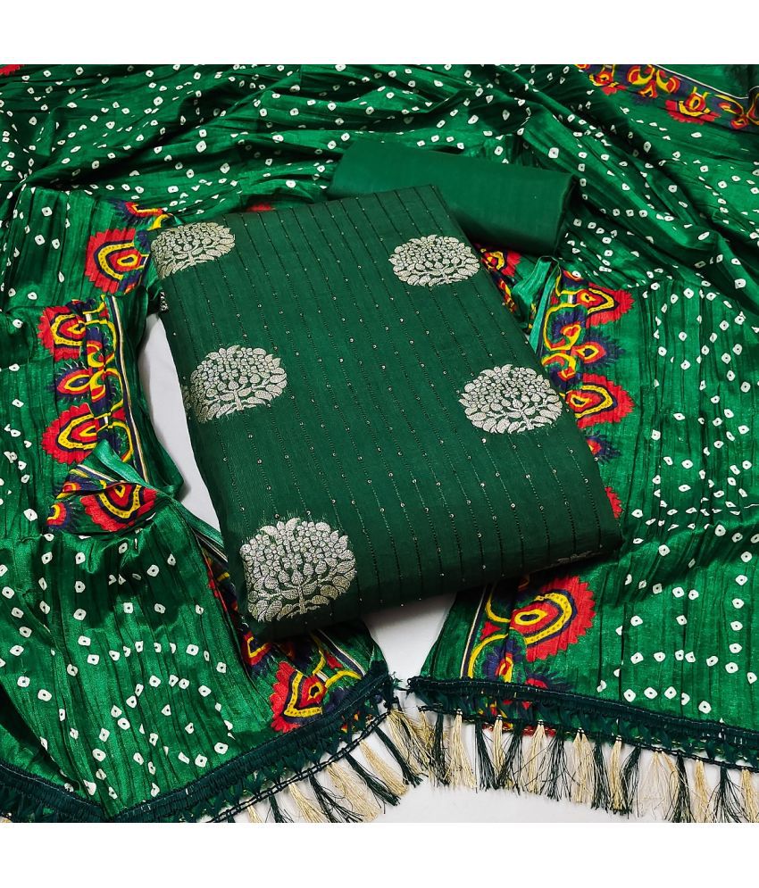     			Apnisha Unstitched Jacquard Embellished Dress Material - Green ( Pack of 1 )