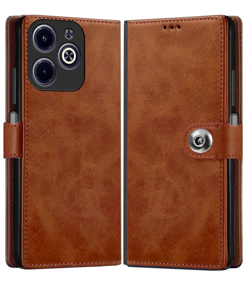     			Fashionury Brown Flip Cover Leather Compatible For Infinix Hot 40i ( Pack of 1 )
