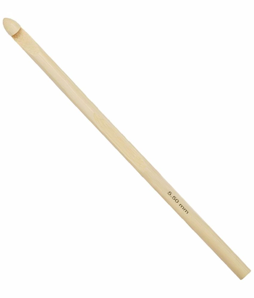     			Jyoti Crochet Hook Bamboo for Wool Work, Hand Knitted Sewing DIY Craft Weaving Needle, Ideal for Sweaters, Purses, Scarves, Sling Bag, Hats, and Booties, 15884 (6"/15cm of Size 5/5.5mm) - 5 Pieces