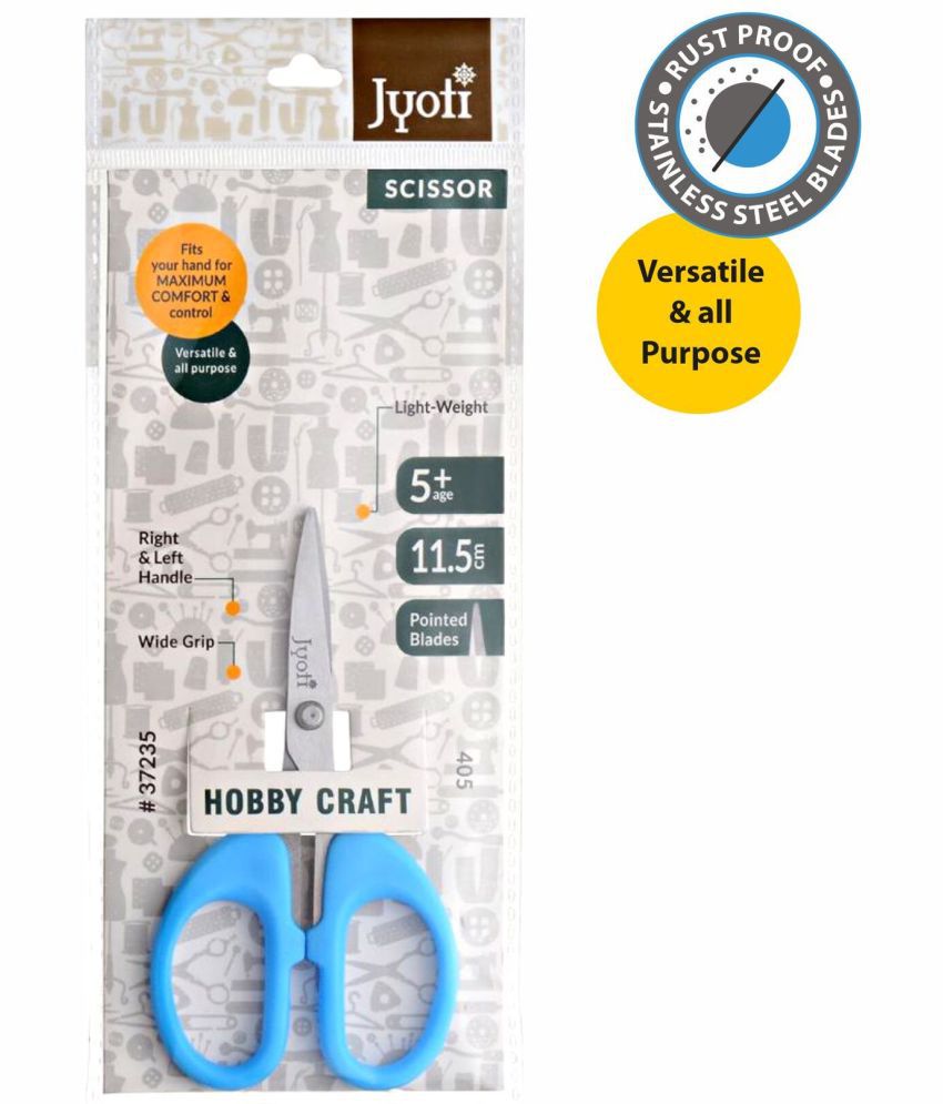     			Jyoti Scissor for Hobby Craft Use - 405 (4 Inch) Stainless Steel Blades with Plastic Handle, Lightweight & Versatile - Pack of 5