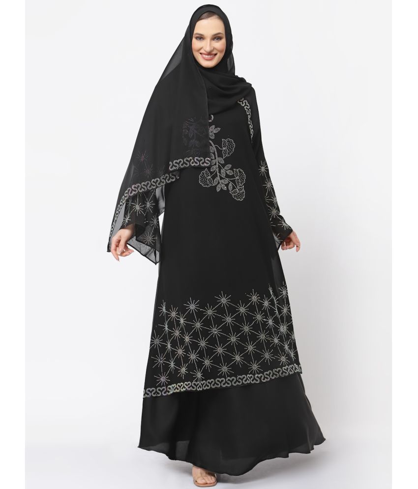     			Klotthe Black Polyester Unstitched Burqas without Hijab - Single