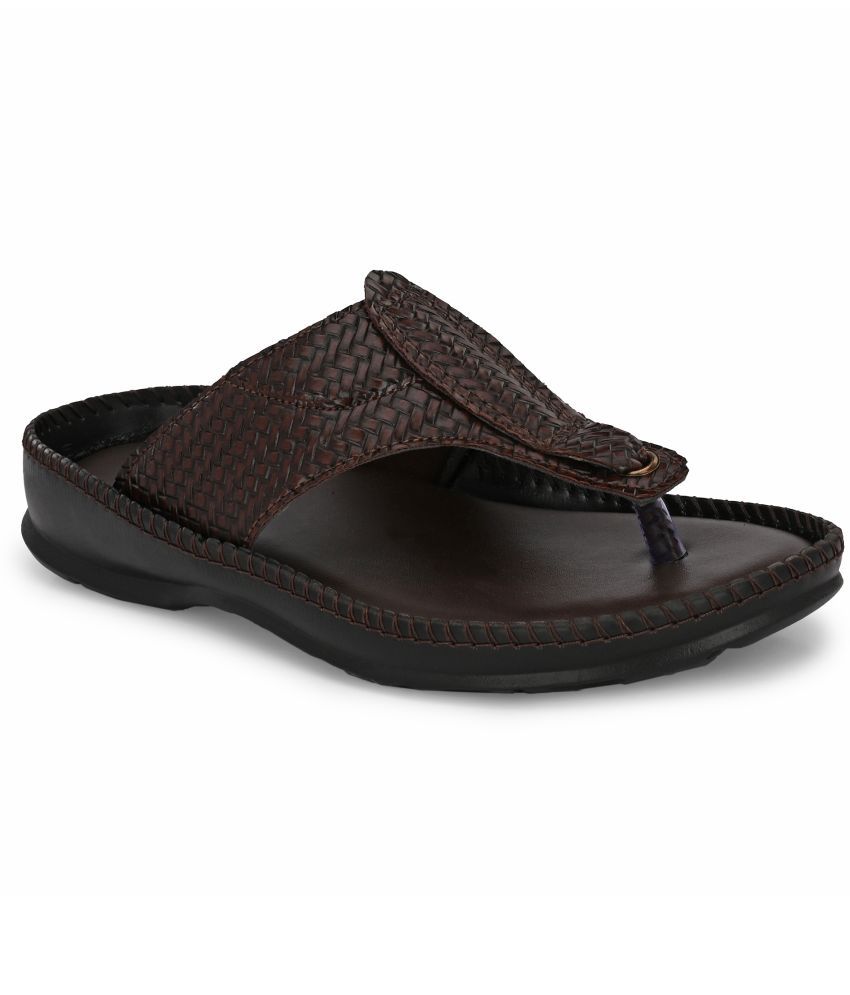     			Leeport Brown Men's Thong Flip Flop