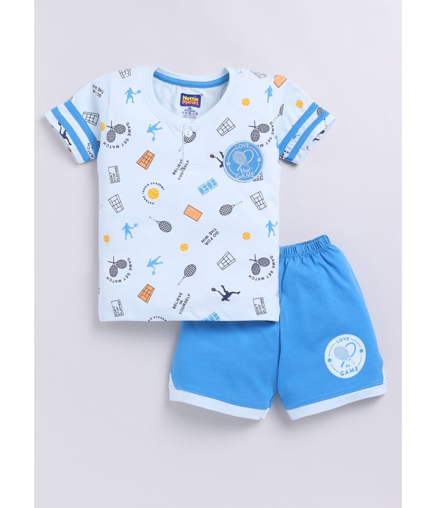     			Nottie planet Pack of 1 Baby Boys Cotton Top & Shorts ( Blue )