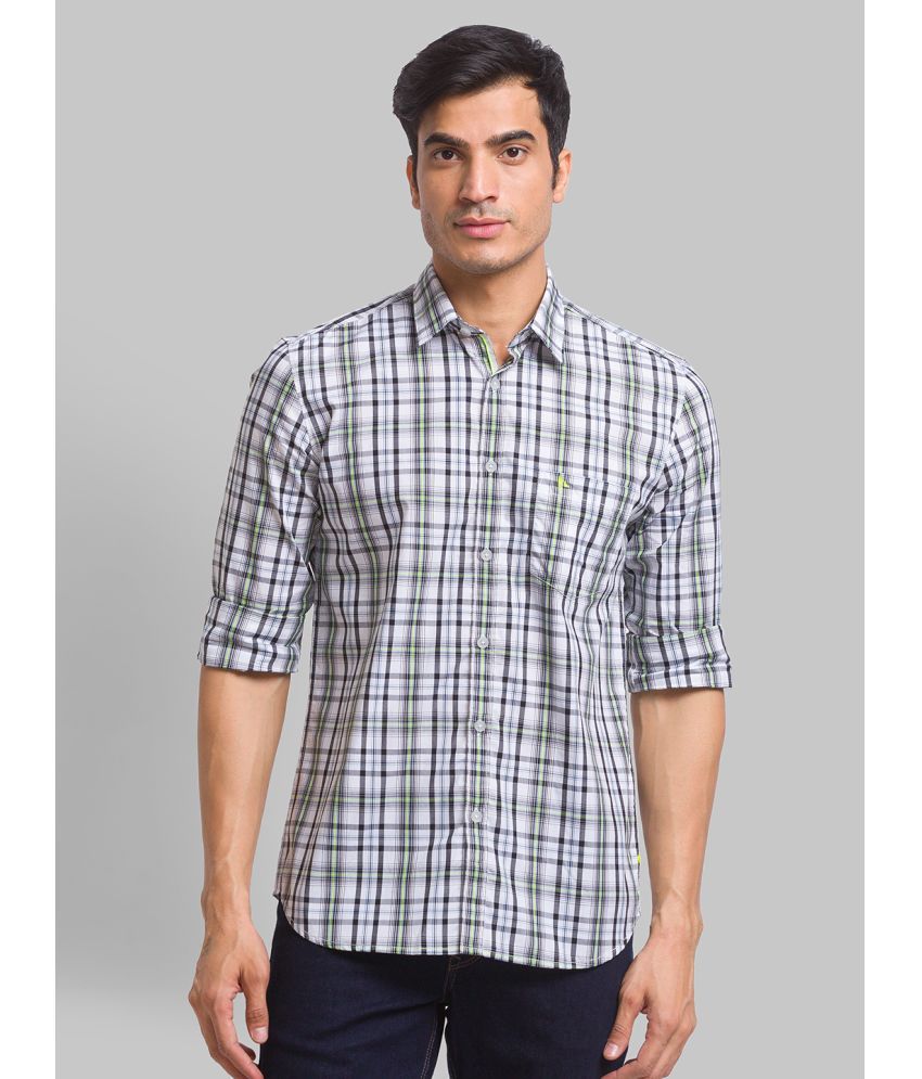     			Parx 100% Cotton Slim Fit Checks Full Sleeves Men's Casual Shirt - White ( Pack of 1 )