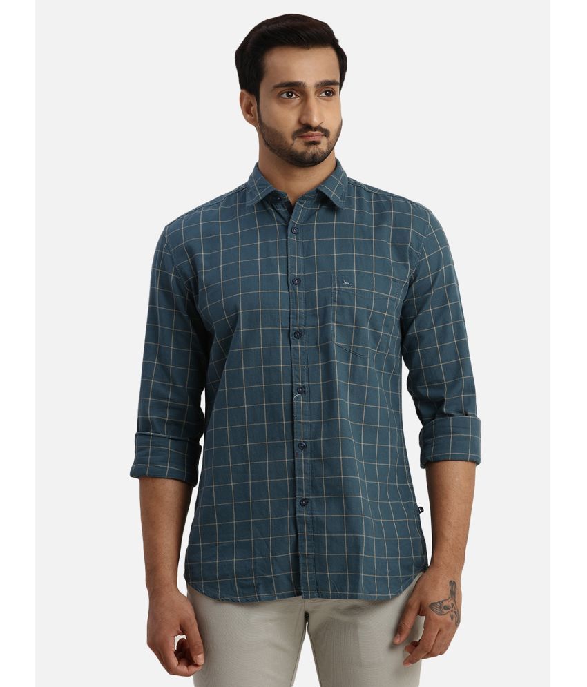     			Parx 100% Cotton Slim Fit Checks Full Sleeves Men's Casual Shirt - Blue ( Pack of 1 )