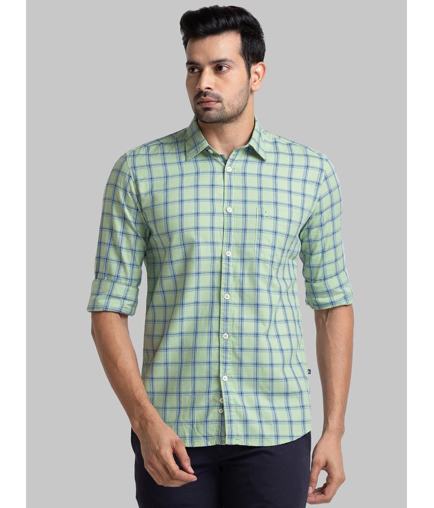     			Parx 100% Cotton Slim Fit Checks Full Sleeves Men's Casual Shirt - Green ( Pack of 1 )