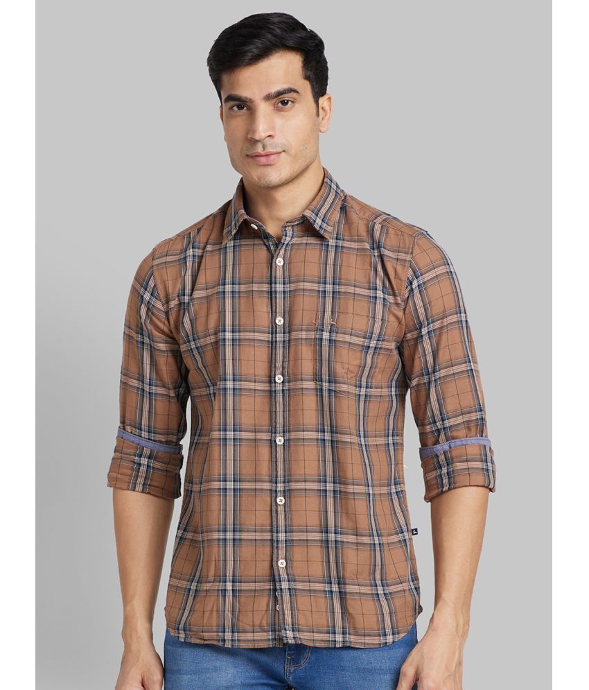     			Parx 100% Cotton Slim Fit Checks Full Sleeves Men's Casual Shirt - Brown ( Pack of 1 )