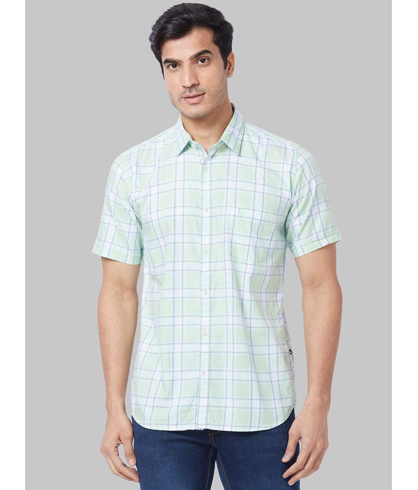     			Parx 100% Cotton Slim Fit Checks Half Sleeves Men's Casual Shirt - Green ( Pack of 1 )