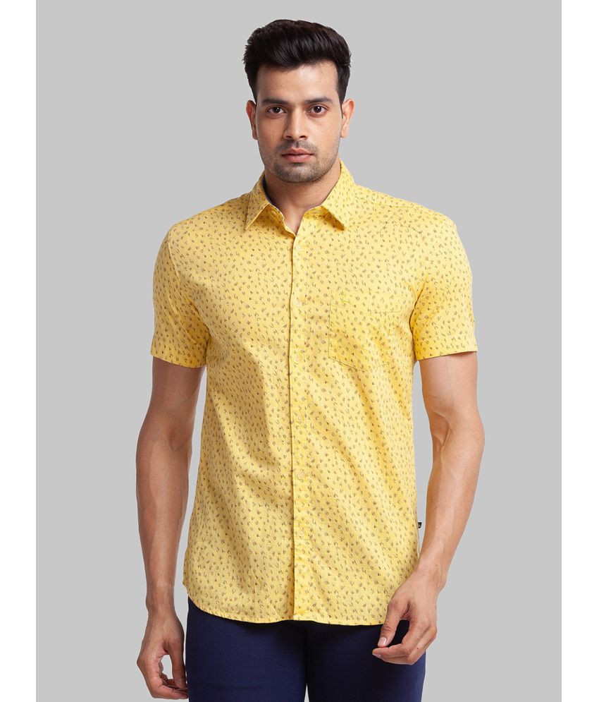     			Parx 100% Cotton Slim Fit Printed Half Sleeves Men's Casual Shirt - Yellow ( Pack of 1 )