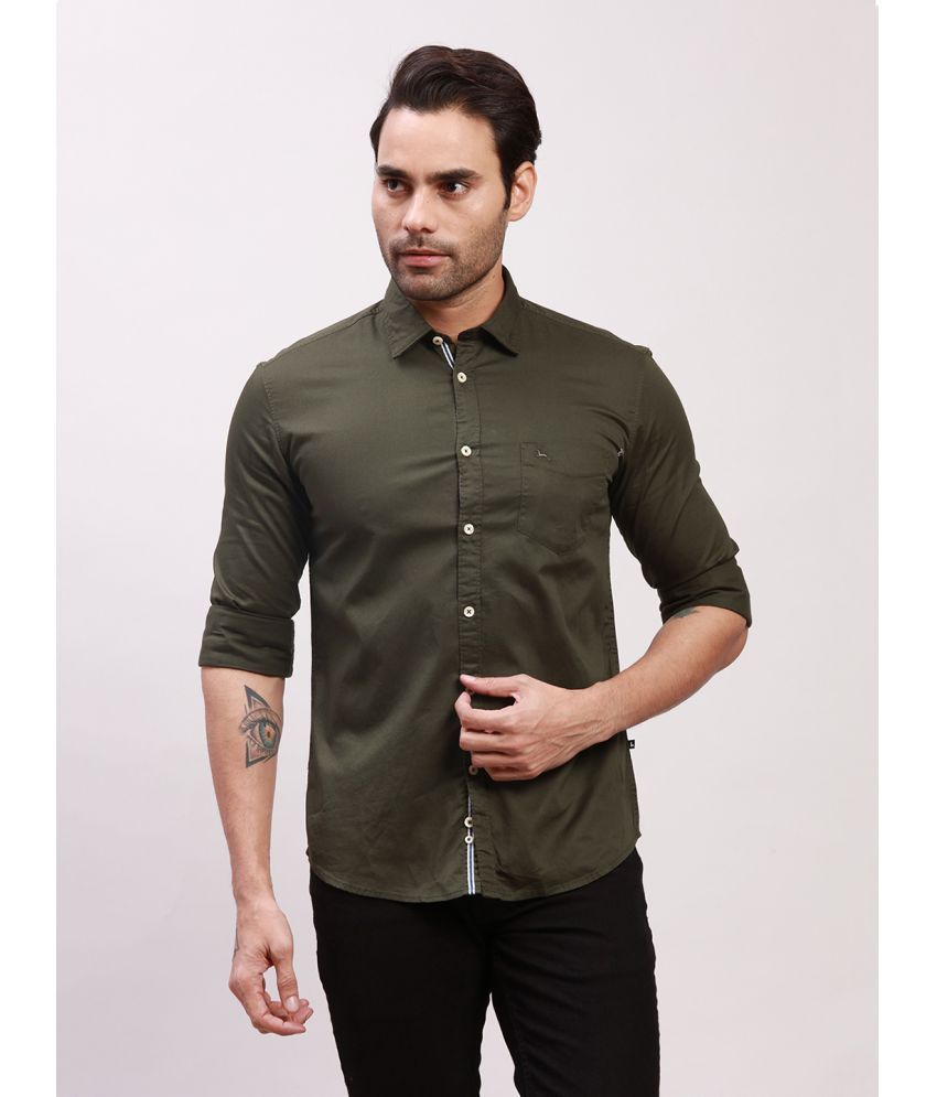     			Parx Cotton Blend Slim Fit Solids Full Sleeves Men's Casual Shirt - Green ( Pack of 1 )