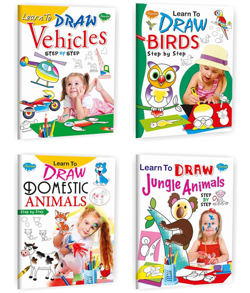     			Sawan Present Set Of 4 Learn To Draw Books | Learn To Draw Vehicles, Birds, Domestic Animals And Jungle Animals (Paperback, Manoj Publications Editorial Board)