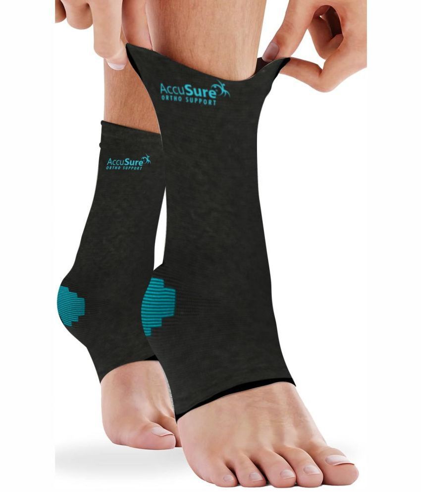     			ACCUSURE Black Ankle Support ( Pack of 2 )
