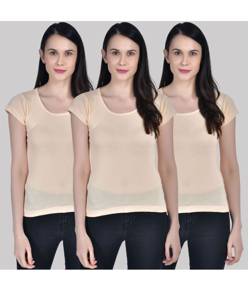     			AIMLY Cap Sleeve Cotton Camisoles - Beige Pack of 3