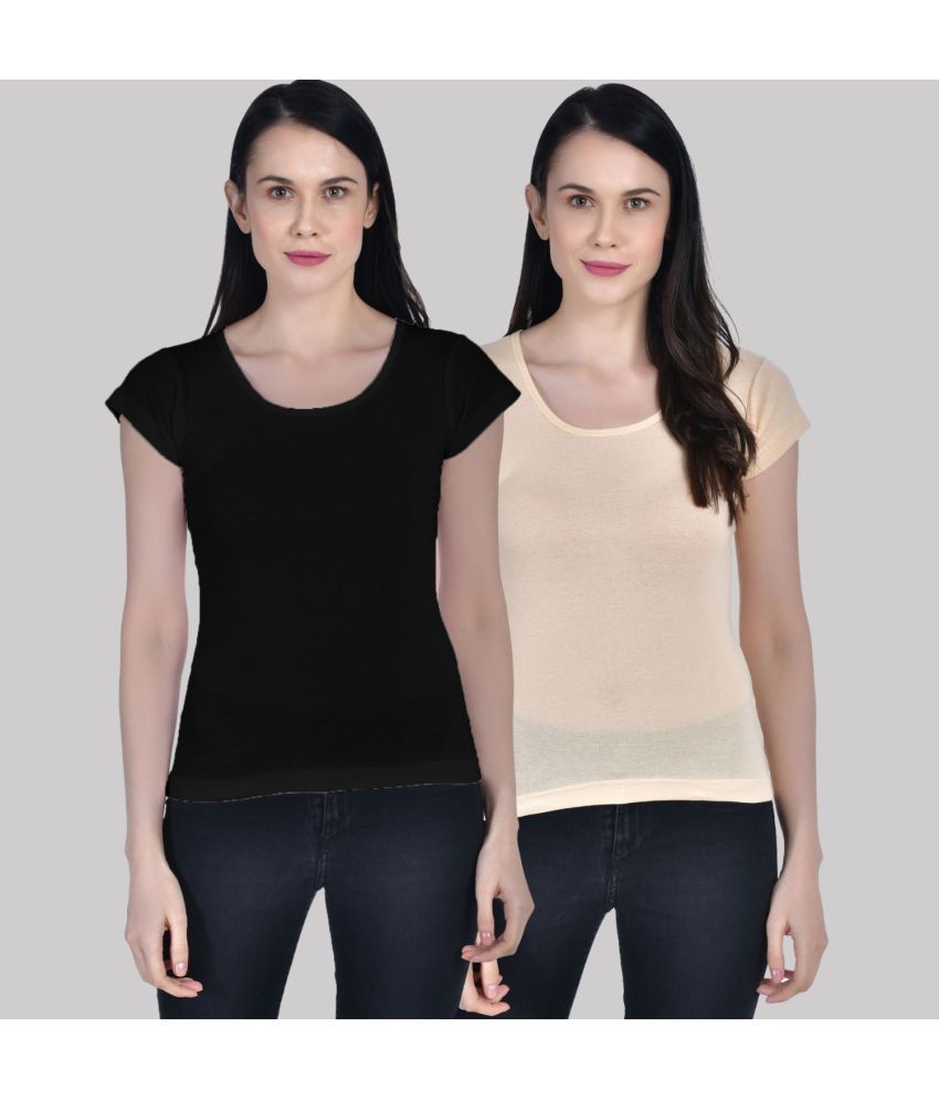     			AIMLY Cap Sleeve Cotton Camisoles - Black Pack of 2