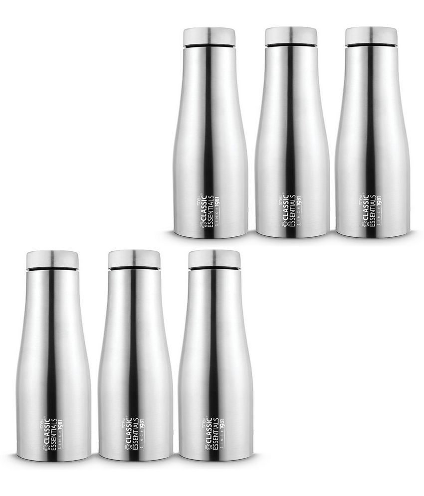     			Classic Essentials Inox Carbo Water bottle Silver Water Bottle 1000 mL ( Set of 6 )