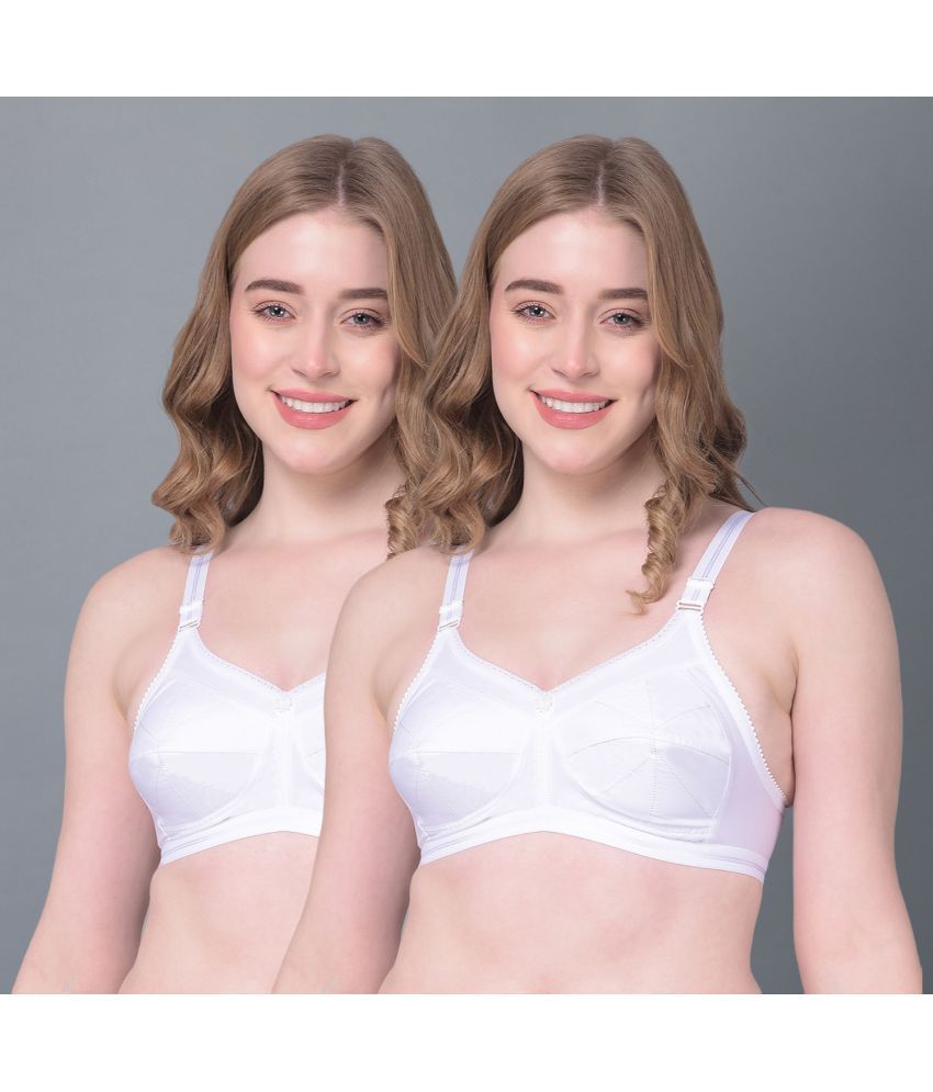     			Dollar Missy White Cotton Non Padded Women's Everyday Bra ( Pack of 2 )