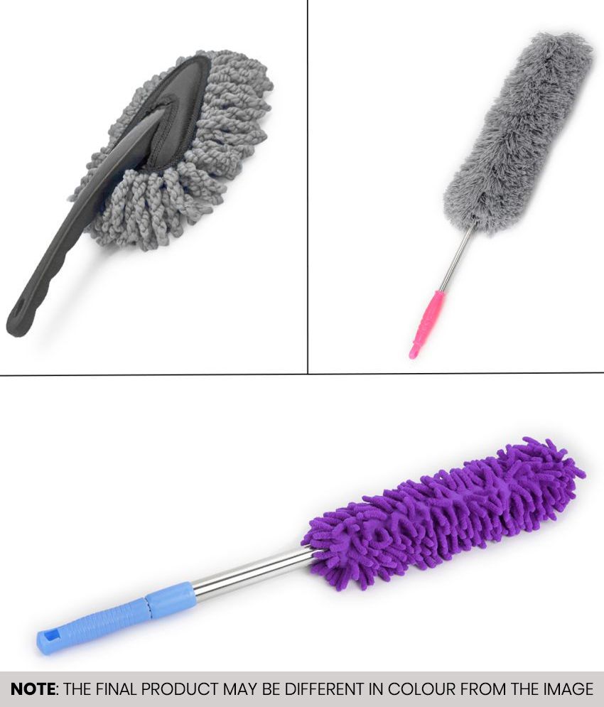     			HOMETALES - Car Cleaning Combo Of Mini Duster, Extendable Long DusterAnd Feather Duster for car accessories( Pack Of 3 )