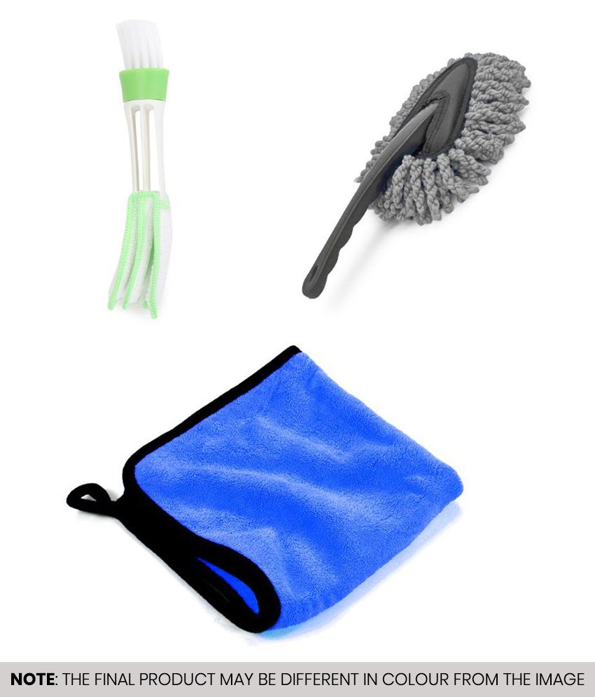     			HOMETALES -Car Cleaning Combo of Ac Vent Brush , Mini Duster & Microfiber Coth ( Pack of 3 )