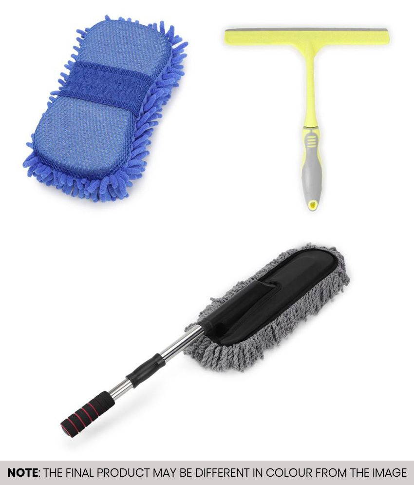     			HOMETALES Car Cleaning Combo of Microfiber Telescopic Duster , Microfiber Sponge & Wiper ( Pack of 3 )