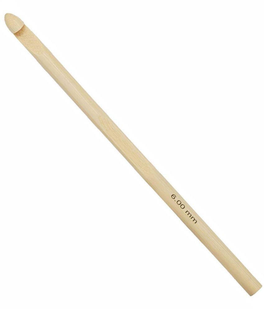     			Jyoti Crochet Hook Bamboo for Wool Work, Hand Knitted Sewing DIY Craft Weaving Needle, Ideal for Sweaters, Purses, Scarves, Sling Bag, Hats, and Booties, 15885 (6"/15cm of Size 4 / 6mm) - 10 Pieces