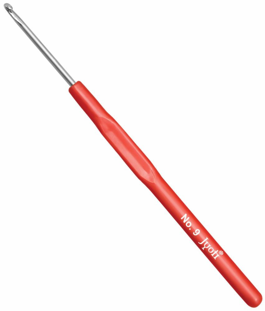     			Jyoti Crochet Hook Steel with Plastic Handle for Wool Work, Hand Knitted Sewing DIY Craft Weaving Needle, Ideal for Sweaters, Purses, Scarves, Hats, 15506 (Red, 6"/15cm of Size 9/3.5mm) - 10 Pcs