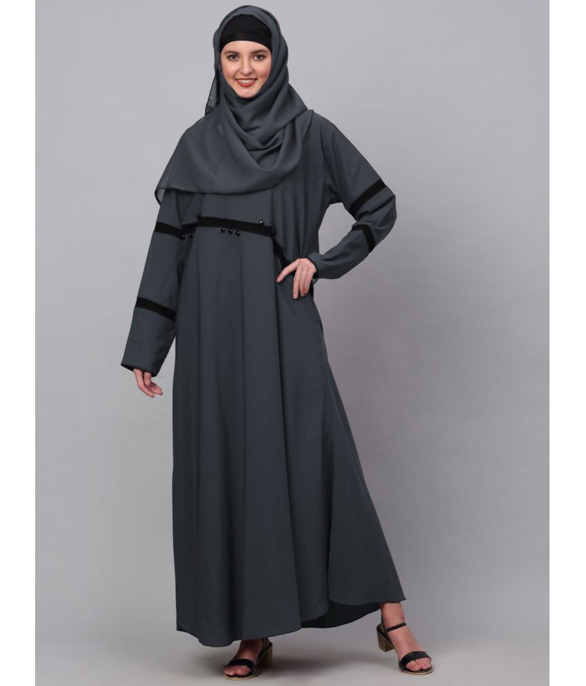     			Klotthe Grey Polyester Unstitched Burqas without Hijab - Single