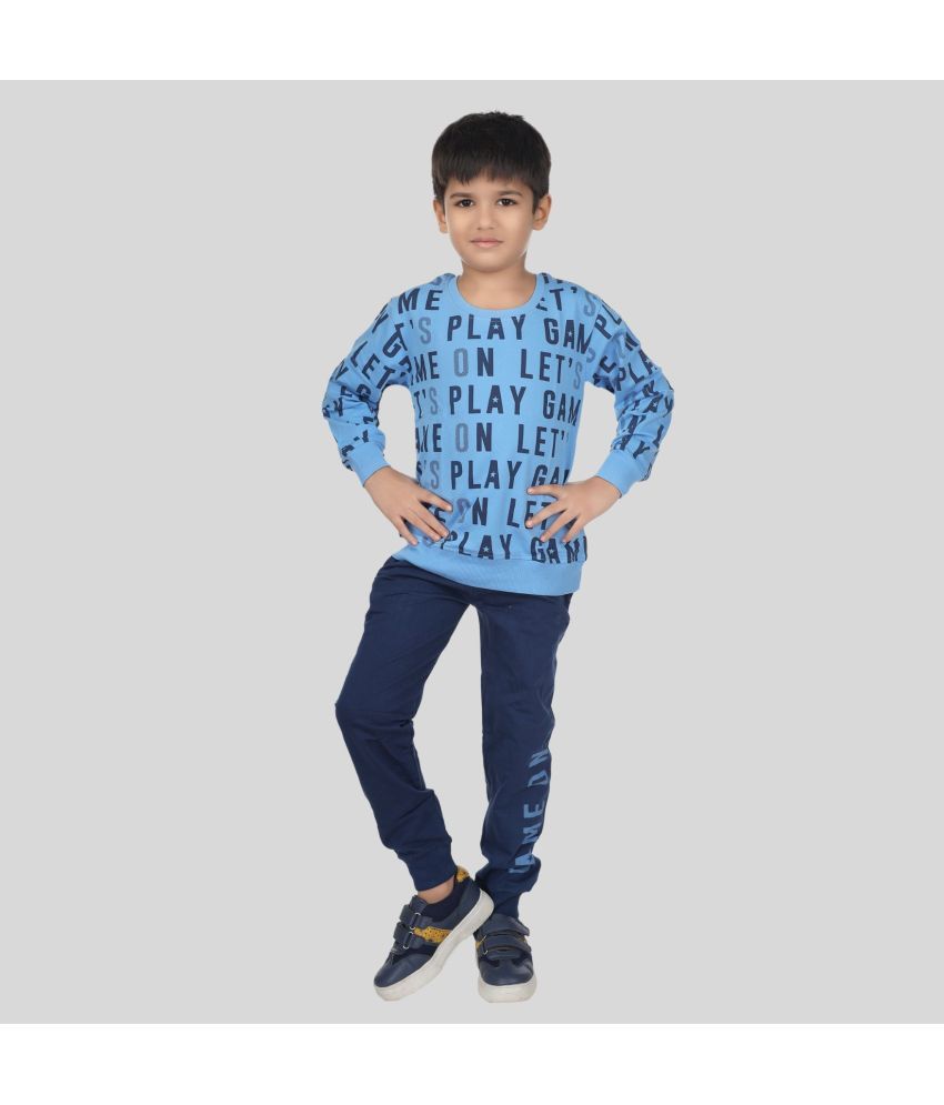     			Nottie planet Blue Cotton Blend Boys T-Shirt & Trackpants ( Pack of 1 )