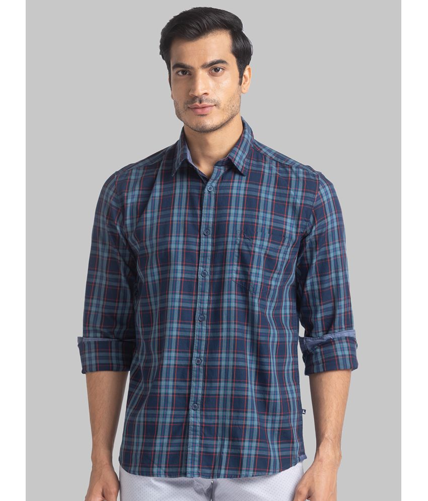     			Parx 100% Cotton Slim Fit Checks Full Sleeves Men's Casual Shirt - Blue ( Pack of 1 )