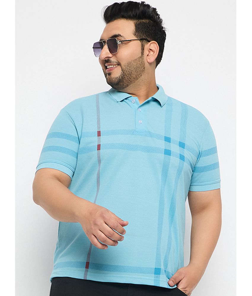     			RELANE Cotton Blend Regular Fit Striped Half Sleeves Men's Polo T Shirt - Sky Blue ( Pack of 1 )