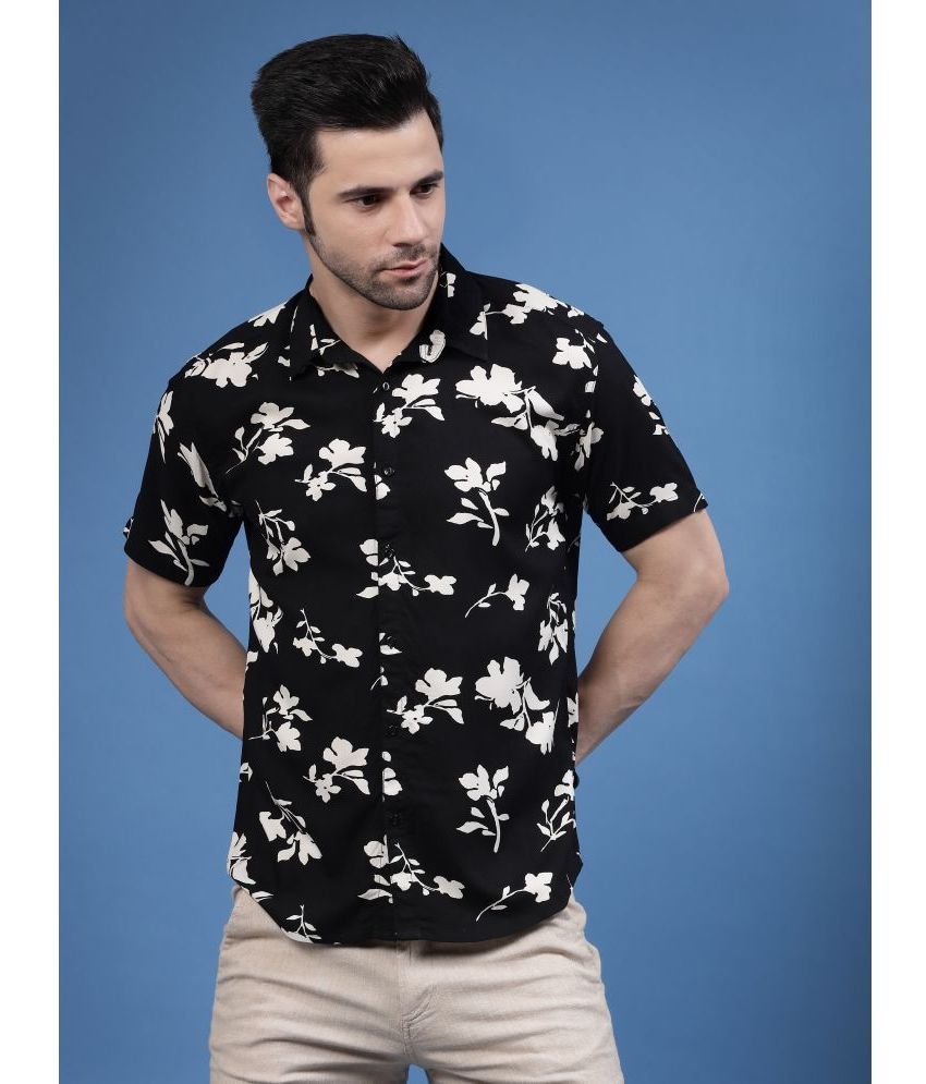     			Rigo Rayon Slim Fit Printed Half Sleeves Men's Casual Shirt - Black ( Pack of 1 )