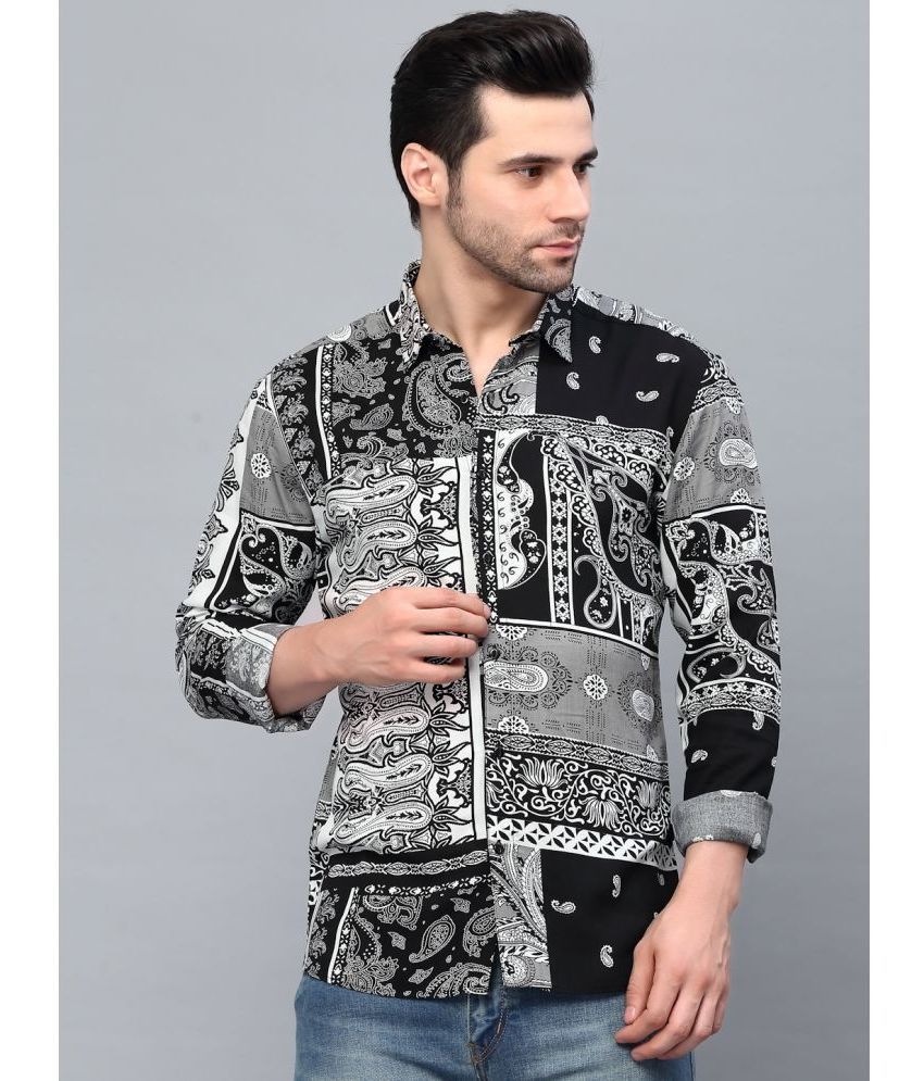     			Rigo Rayon Slim Fit Printed Full Sleeves Men's Casual Shirt - Black ( Pack of 1 )