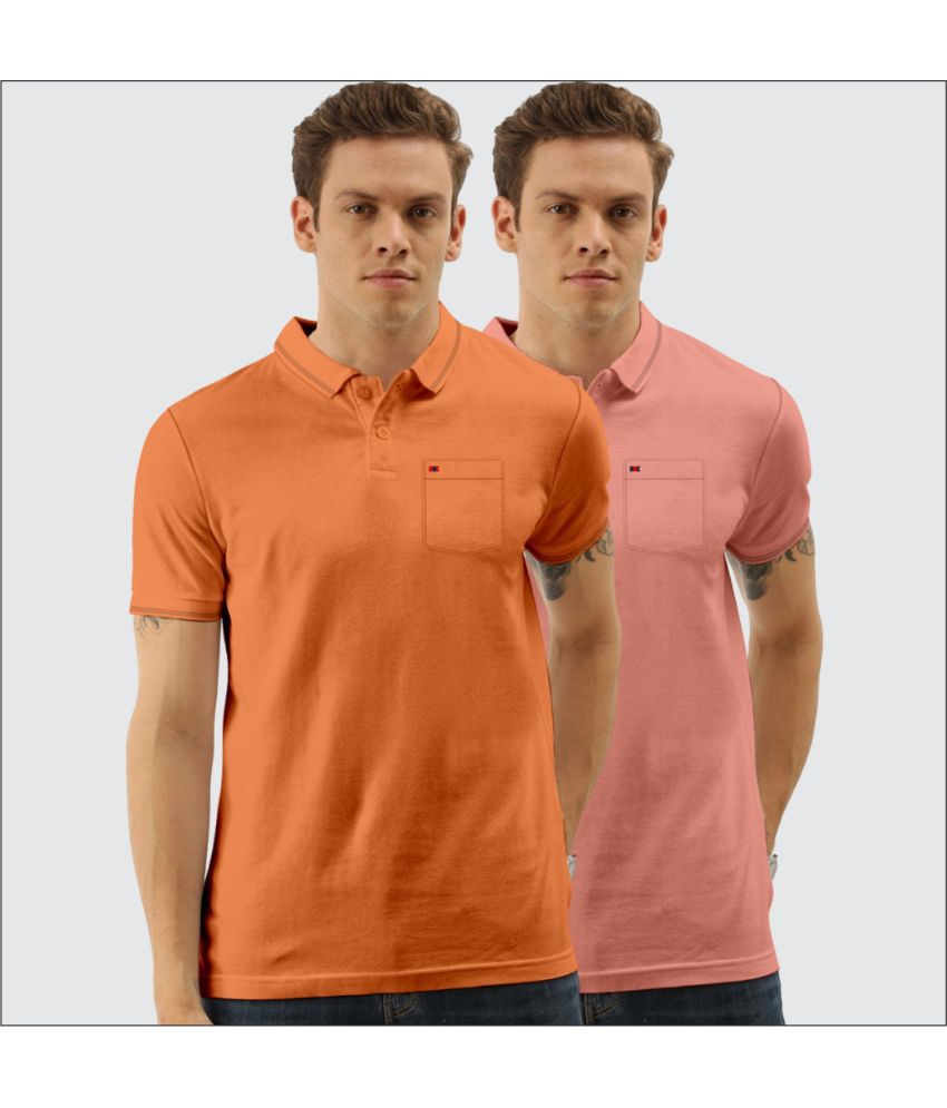     			TAB91 Cotton Blend Slim Fit Solid Half Sleeves Men's Polo T Shirt - Dark Pink ( Pack of 2 )