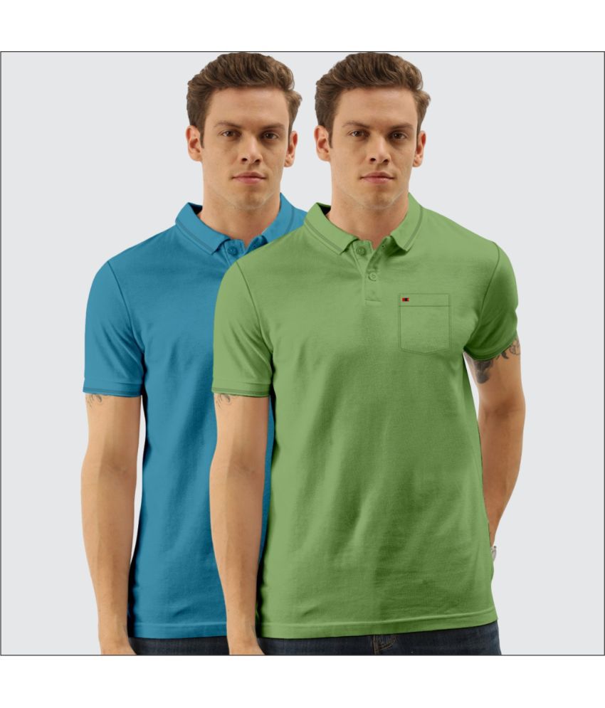     			TAB91 Cotton Blend Slim Fit Solid Half Sleeves Men's Polo T Shirt - Mint Green ( Pack of 2 )