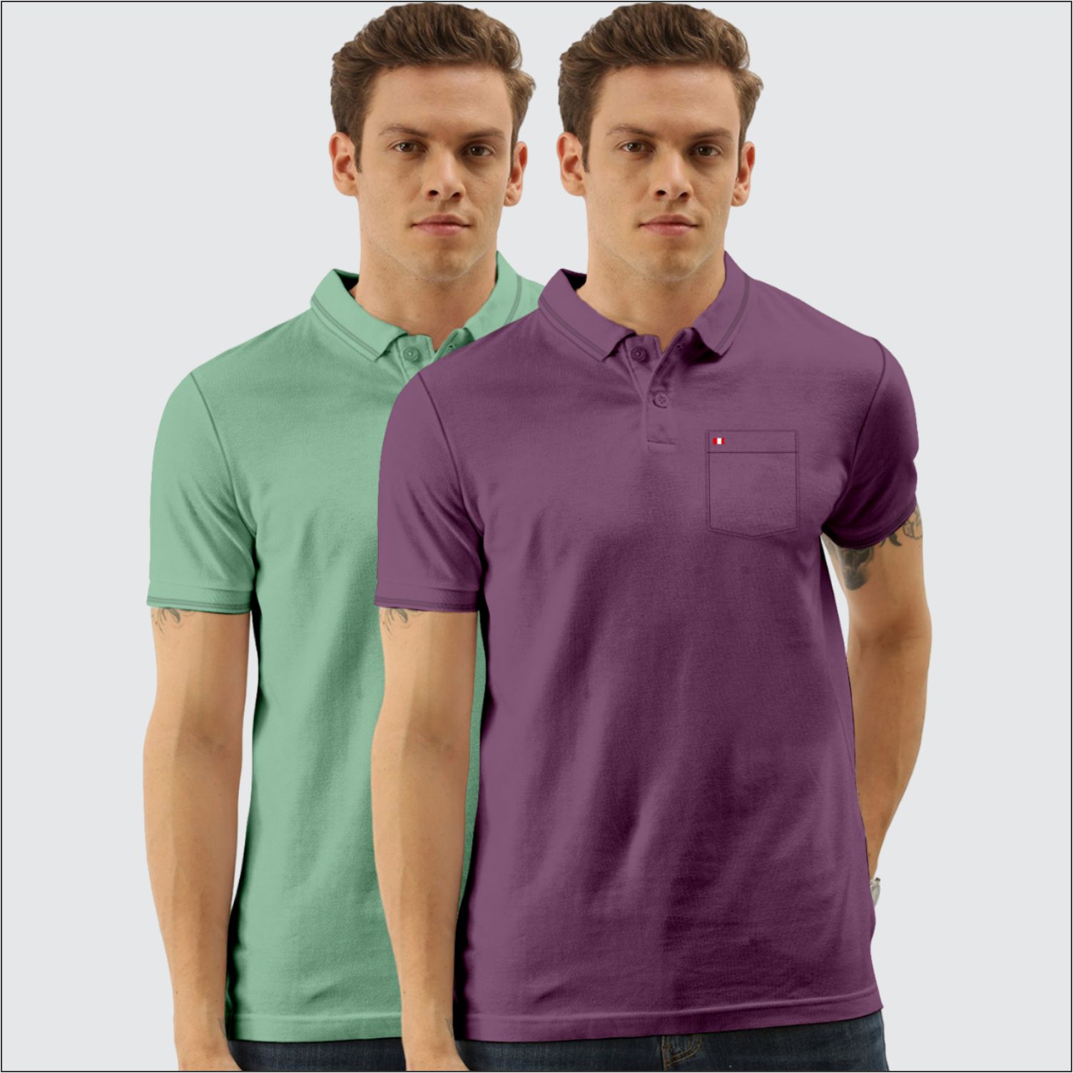     			TAB91 Cotton Blend Slim Fit Solid Half Sleeves Men's Polo T Shirt - Mint Green ( Pack of 2 )