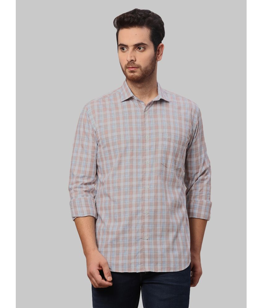     			Park Avenue 100% Cotton Slim Fit Checks Full Sleeves Men's Casual Shirt - Beige ( Pack of 1 )